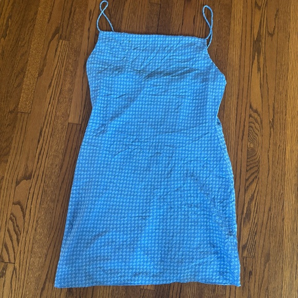 Alice + Olivia Harmony Drapey Mini Blue Slip Dress Size 12 - Picture 1 of 6